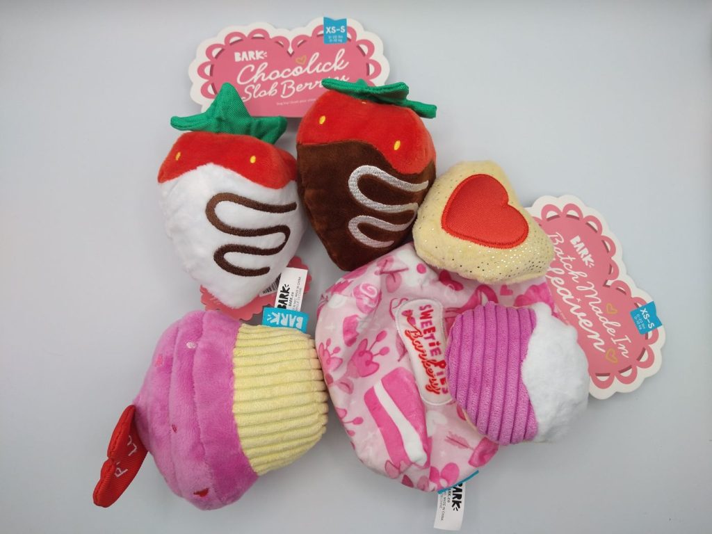 Valentine's themed dog toys